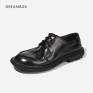 dreambox鈞博vibram夏季薄款男士休閑皮鞋水洗馬皮輕便透氣男鞋 黑色 38