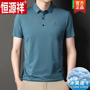 恒源祥（HYX）短袖t恤男夏季翻領(lǐng)純色中年寬松polo爸爸裝 2296淺蘭 M 165建議90-115斤
