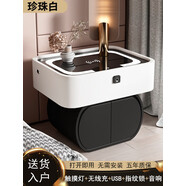 慕斯床頭柜輕奢高級感智能2025新款可充電多功能創(chuàng  )意網(wǎng)紅設計感 珍珠白+觸摸燈+無(wú)線(xiàn)+USB+指紋鎖+音響 整裝50x40x50cm
