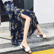 婷婉美半身裙女2019春新款海邊沙灘裙一片式裹裙碎花長(zhǎng)裙 一片式裙子菠蘿花型 均碼80斤-150斤都可以出穿