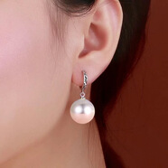 QUAMER輕奢品牌s925純銀珍珠耳環(huán)女氣質(zhì)韓國耳飾名媛長(cháng)款耳墜防過(guò)敏耳釘 車(chē)花耳扣白貝珠14mm