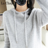拉夏貝爾（La Chapelle）2023秋冬羊 絨衫寬松帶帽羊 毛衫女連帽加厚毛衣短衛(wèi)衣大碼帽衫 純100自動發(fā)熱灰色 純100自動發(fā)熱2XL
