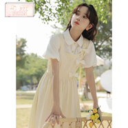 與欣學(xué)院風(fēng)連衣裙學(xué)生初中高中生2023新款森系假兩件仙女旗袍中長裙子 假兩件連衣裙 均碼【可備注碼數(shù)】