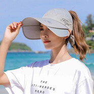 蓓莉卡遮陽(yáng)帽子女夏天空頂加長(zhǎng)瞻防曬帽露馬尾百搭遮臉騎車大沿太陽(yáng)帽女 煙灰色多角度防曬空頂帽 均碼尺寸可調(diào)