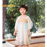 巴拉巴拉女童連衣裙寶寶童裝夏季兒童裙子國風(fēng)漢服襦裙潮 紅色調00466 100 cm