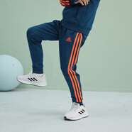 阿迪達(dá)斯 （adidas）兒童裝褲子秋季戶外休閑運(yùn)動(dòng)褲防風(fēng)束腳褲  藍(lán)/橘 116
