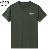 JEEP SPIRIT吉普短袖t恤男夏季新款上衣半袖打底衫體恤休閑T恤男裝圓領(lǐng)短t 9010款軍綠色 3XL