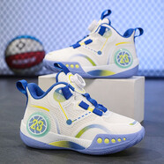 痕酷兒童籃球鞋2025新款女童運動(dòng)鞋中大童透氣青少年學(xué)生跑鞋男孩球鞋 8050白藍【網(wǎng)面】 37