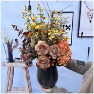 歐城輕奢風(fēng)仿真花假花擺件 歐式美式仿真花套裝客廳裝飾花餐桌花盆栽 冷美人加棕瓶