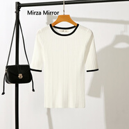 Mirza Mirror2020夏季新款中袖針織衫女修身顯瘦薄款五分袖上衣冰絲打底衫網(wǎng)紅百搭 白色 S