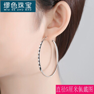 繆色（MiU Se）925銀針圓耳環(huán)大耳圈女網(wǎng)紅個(gè)性韓版小圓圈大圈圈圓臉氣質(zhì) 925銀針花紋【5厘米】GSF-A15-204-1