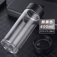 示水便攜單層玻璃杯大容量水杯1000ml男士茶杯帶蓋耐高溫家用超大 400ml 酷黑 單層無濾網(wǎng)無杯套 大杯