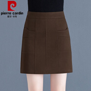 皮爾卡丹2025春季新款毛呢半身裙高腰包臀短裙秋冬顯瘦洋氣百搭一步女 咖啡色 4XL 建議149-158斤