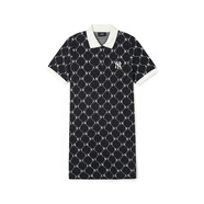 美職棒（MLB）短裙女款鉆石老花polo領(lǐng)直筒短袖運動(dòng)連衣裙OPM04 黑色 專(zhuān)柜 M