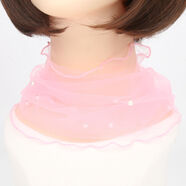 青衣麻相圍巾女春秋薄絲巾網(wǎng)紗蕾絲珍珠純色百搭時(shí)尚洋氣小圍脖護頸脖套冬