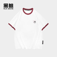黑鯨（HLAJEANS）海瀾之家旗下愛心小男孩短袖T恤男夏季撞色拼接圓領(lǐng) 漂白鑲拼67 L
