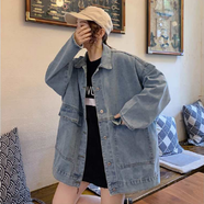 蘭威費(fèi)雷牛仔外套女寬松韓版學(xué)生新款字母刺繡牛仔衣牛仔褂春秋 02款 L