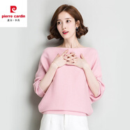 皮爾卡丹（pierre cardin）篇幅衫女上衣春秋裝2024新款韓版百搭寬松蝙蝠袖一字領(lǐng)針織衫毛衣 粉色  針織秋款 M