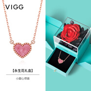 VIGG【明星同款】甜心銀項鏈女士鎖骨鏈吊墜情人節生日禮物送女友老婆 小甜心項鏈（單條）【永生花禮盒】