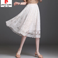 皮爾卡丹今年流行蕾絲半身裙顯瘦四季款a字長(cháng)裙顯瘦網(wǎng)紗仙女裙 【短款】杏色鳳凰花 L 碼【105-120斤】