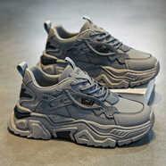 MVP BOY2026運動(dòng)鞋男英倫風(fēng)透氣學(xué)生韓版跑步鞋男潮鞋子男慢跑鞋老爹鞋男 c11灰色 41