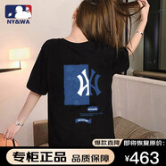 NYWA官方品牌短袖T恤男情侶款印花拼色潮流時(shí)尚百搭男女同款 黑色 M