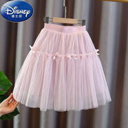 迪士尼（Disney）女童半身裙夏裝2023新款洋氣兒童短裙蓬蓬裙女孩半裙夏季裙子紗裙 粉色 130 適合120cm左右身高