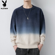 花花公子（PLAYBOY）毛衣男圓領(lǐng)秋冬季針織衫男士外套線(xiàn)衣男裝打底衫 上藍下白 XL 