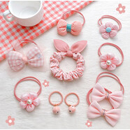 杜緹兒童蝴蝶結發(fā)圈網(wǎng)紅女童寶寶可愛(ài)頭飾小女孩不傷發(fā)皮筋扎頭發(fā)頭繩 14#粉色10件套(發(fā)繩)