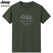 JEEP SPIRIT吉普短袖T恤男夏季新款棉質(zhì)圓領(lǐng)薄款休閑純色大碼體恤上衣寬松 9053軍綠色 2XL / 140-155斤