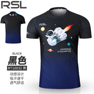 2022新款RSL亞獅龍羽毛球服男女速干透氣短袖運動(dòng)上衣RT10032 RT10032黑色 男款 XXL