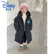 迪士尼冬季新款韓版兒童羽絨服貼標立體繡可愛(ài)小熊男女童羽絨服 黑色 90 cm