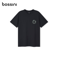 堡狮龙bossini男款夏季新品休闲基础时尚印花圆领短袖T恤 5000黑色 S