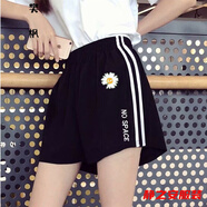 瑪菲萱休閑短褲女夏季外穿高腰顯瘦百搭運(yùn)動(dòng)短褲女夏外穿跑步高腰韓版寬 小雛菊短褲兩桿 L 105-125斤