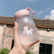 卡西菲kaxifei（KAXIFEI）玻璃杯磨砂簡(jiǎn)約少女學(xué)生情侶水杯韓國便攜杯子網(wǎng)紅清新可愛(ài)創(chuàng  )意 磨砂粉 獨角獸 +杯套杯刷