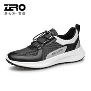 零度尚品男鞋休閑鞋 新款男士運動輕便透氣網(wǎng)面鞋軟底減震戶外鞋子 黑色 39