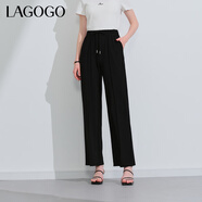 LAGOGO【瞬間涼感】透氣直筒褲女長(cháng)褲子拉谷谷夏季新款運動(dòng)休閑褲 黑色(W1) L