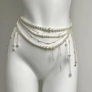 薇施妮（WEISHINI）甜酷多層仿珍珠流蘇身體鏈女性感個(gè)性韓版新款疊戴串珠腰鏈時(shí)尚配 多層珍珠腰鏈  A24-105