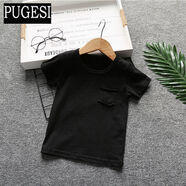 普戈斯（PUGESI）兒童t恤中小童短袖T恤新款男童女孩子半袖寶寶韓版打底 黑色 110碼