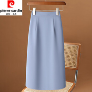 皮爾卡丹（pierre cardin）半身裙女夏季新款中長款小個子過膝包臀裙高腰開叉職業(yè)一步裙顯瘦 藍色 XL
