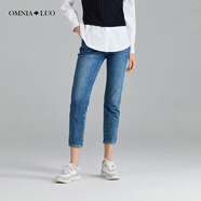 歐柏蘭奴商場(chǎng)同款2022秋新款時(shí)尚百搭高腰顯瘦休閑鉛筆小腳牛仔褲OBQT9518 B09藍色 XS