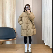 丁唯唯新款孕婦羽絨服冬裝外套孕后期中長款加厚保暖冬季棉衣棉服棉襖 卡其色 XXL