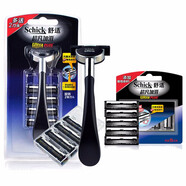 舒適（Schick）超凡加滑2層刀片剃須刀刮胡刀剃胡刀修胡刀刮毛刀 手動(dòng)男士刀頭 1刀架9刀頭加滑