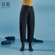 日著(zhù)RIZHUO【商場(chǎng)同款】直筒褲休閑褲2024夏季新款女裝寬松九分褲 星稀黑 M