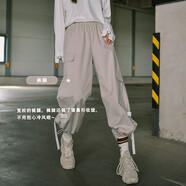 森女部落九分褲工裝褲束腳炸街百搭春秋新款小個子粉色褲子美式潮 卡其色（單件） 單件 M