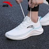 anta kids安踏男鞋跑步鞋2025新款夏季鞋子透氣一體織跑鞋官運(yùn)動(dòng)鞋男 象牙白/冰水綠5571 40