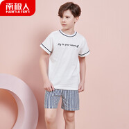 南極人 Nanjiren 兒童睡衣家居服套裝男童中大童夏季印花短袖短褲寶寶男孩棉質(zhì)兩件套可外穿130