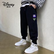 迪士尼（Disney）男童褲子春秋款2024新款兒童純棉衛(wèi)褲男孩加絨長褲中大童運動褲潮 春秋黑色 160碼  建議身高146-155cm