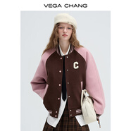 VEGA CHANG短外套女2025年秋冬新款寬松休閑撞色復古毛呢棒球服 拼色（夾棉版） S