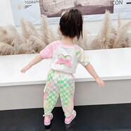 優(yōu)美童女童套裝夏裝2025新款女寶寶夏季短袖T恤小女孩夏天衣服薄款外穿 愛心套裝 100 建議身高90-100（2-3歲）